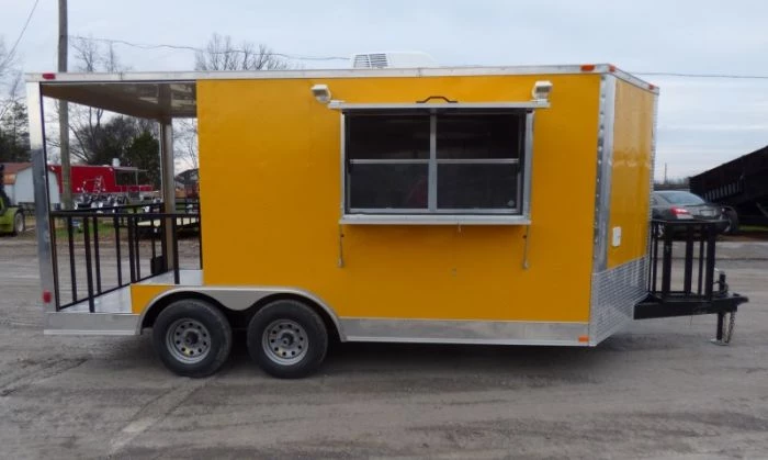 8.5' x 16' Concession Food Trailer Yellow Event Catering 2 8.5' x 16' Concession Food Trailer Yellow Event Catering - Image 2