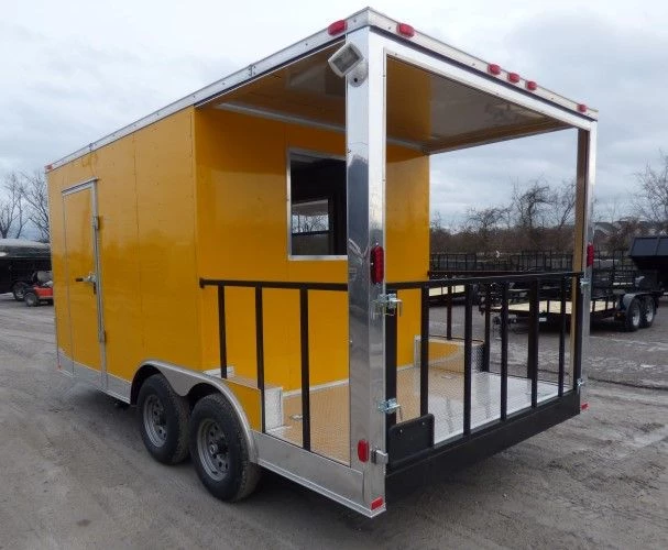 8.5' x 16' Concession Food Trailer Yellow Event Catering 4 8.5' x 16' Concession Food Trailer Yellow Event Catering - Image 4