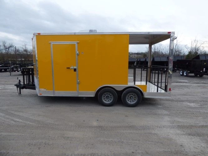 8.5' x 16' Concession Food Trailer Yellow Event Catering 3 8.5' x 16' Concession Food Trailer Yellow Event Catering - Image 3