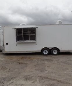 8.5' x 24' White V-Nose Concession Food Trailer