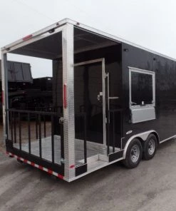 8.5' x 20' Black Porch Style Concession Food Trailer With Appliances -Cheap Concession Trailers Shop sam 0544 1