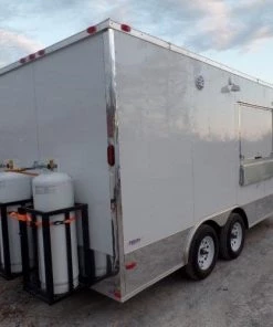 8.5' x 16' White Concession Food Trailer With Appliances -Cheap Concession Trailers Shop sam 0614