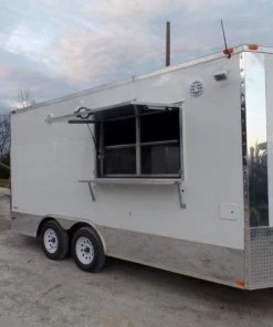 8.5' x 16' White Concession Food Trailer With Appliances -Cheap Concession Trailers Shop sam 0617