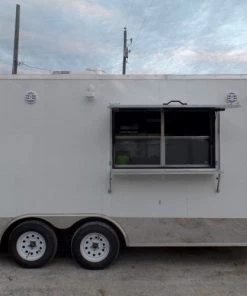 8.5' x 16' White Concession Food Trailer With Appliances -Cheap Concession Trailers Shop sam 0619