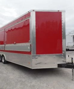 8.5' x 22' Custom Red Ticket Booth Trailer -Cheap Concession Trailers Shop sam 0832 2