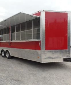 8.5' x 22' Custom Red Ticket Booth Trailer -Cheap Concession Trailers Shop sam 0836 2