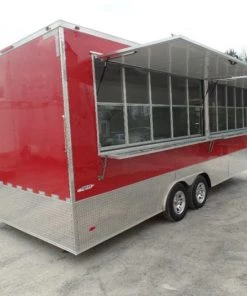 8.5' x 22' Custom Red Ticket Booth Trailer -Cheap Concession Trailers Shop sam 0838 2