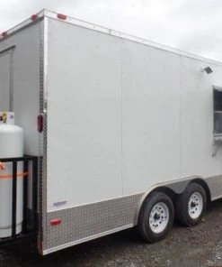 8.5' x 18' Concession Food Trailer White Event Catering 44 8.5' x 18' Concession Food Trailer White Event Catering -Cheap Concession Trailers Shop sam 0855