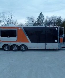 8.5' x 24' Concession Food Trailer Orange / Black Event Catering -Cheap Concession Trailers Shop sam 0940