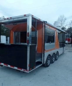 8.5' x 24' Concession Food Trailer Orange / Black Event Catering -Cheap Concession Trailers Shop sam 0942