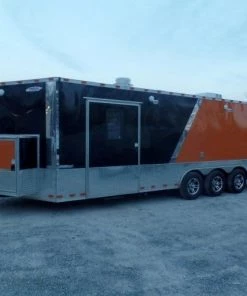 8.5' x 24' Concession Food Trailer Orange / Black Event Catering -Cheap Concession Trailers Shop sam 0946