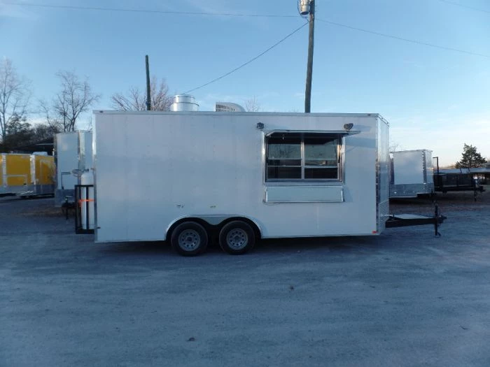 8.5' x 18' Concession Food Trailer White With Appliances 1 8.5' x 18' Concession Food Trailer White With Appliances
