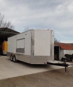 8.5' x 20' Concession Food White Custom Event Trailer -Cheap Concession Trailers Shop sam 1013