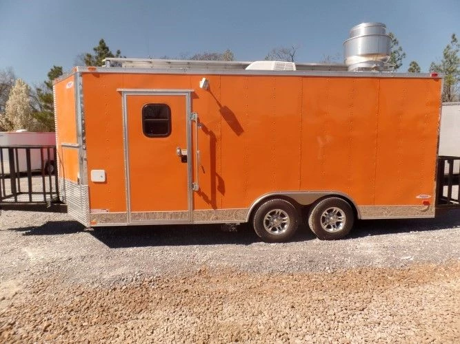 8.5' x 18' Concession Food Trailer Orange Event Catering 2 8.5' x 18' Concession Food Trailer Orange Event Catering - Image 2