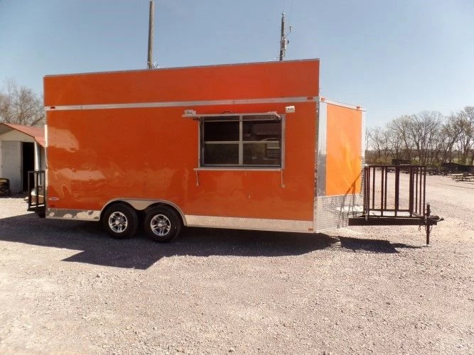 8.5' x 18' Concession Food Trailer Orange Event Catering 14 8.5' x 18' Concession Food Trailer Orange Event Catering - Image 14