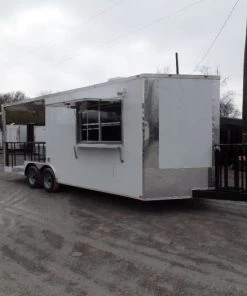 8.5' x 22' Concession Food Trailer White Catering Event