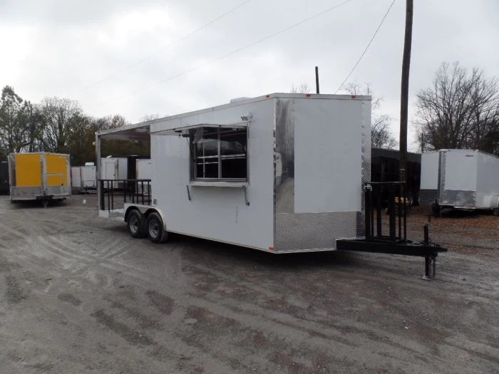 8.5' x 22' Concession Food Trailer White Catering Event 1 8.5' x 22' Concession Food Trailer White Catering Event