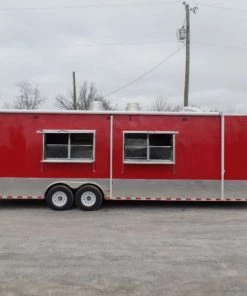 8.5' x 30' Concession Food Trailer Red With Appliances