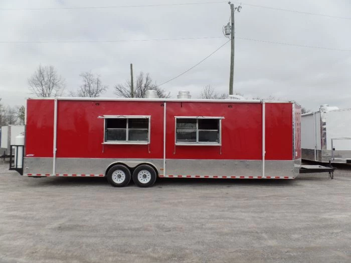 8.5' x 30' Concession Food Trailer Red With Appliances 1 8.5' x 30' Concession Food Trailer Red With Appliances