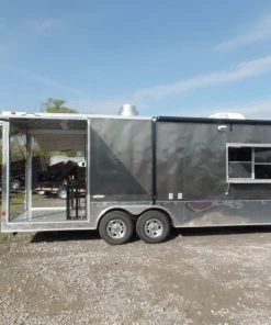 8.5' x 24' Concession Food Trailer Charcoal Gray Event Catering -Cheap Concession Trailers Shop sam 1282