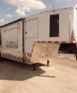 8.5' x 34' Goose-neck White BBQ Concession Food Trailer -Cheap Concession Trailers Shop sam 1617 1