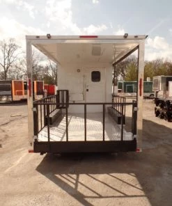 8.5' x 34' Goose-neck White BBQ Concession Food Trailer -Cheap Concession Trailers Shop sam 1622 1