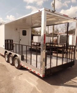 8.5' x 34' Goose-neck White BBQ Concession Food Trailer -Cheap Concession Trailers Shop sam 1623 1