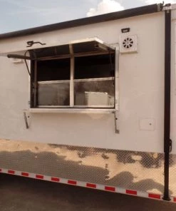 8.5' x 34' Goose-neck White BBQ Concession Food Trailer -Cheap Concession Trailers Shop sam 1629