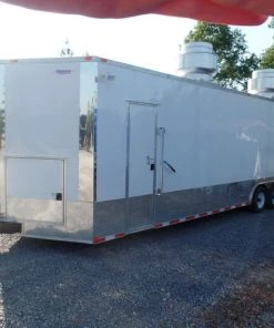 8.5' x 32' White Concession Food Trailer With Appliances -Cheap Concession Trailers Shop sam 1825 1