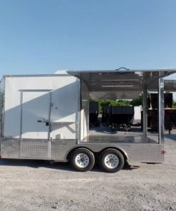 8.5' x 16' Concession Food Trailer White Pizza Event Catering -Cheap Concession Trailers Shop sam 1868