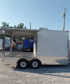 8.5' x 16' Concession Food Trailer White Pizza Event Catering -Cheap Concession Trailers Shop sam 1872
