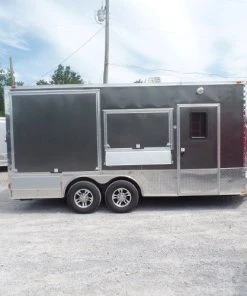 8.5' x 18' Concession Food Trailer Charcoal Grey -Cheap Concession Trailers Shop sam 2023