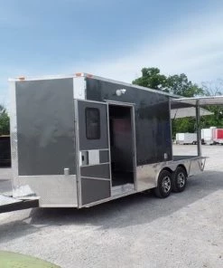 8.5' x 18' Concession Food Trailer Charcoal Grey -Cheap Concession Trailers Shop sam 2032