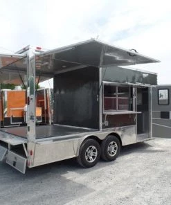 8.5' x 18' Concession Food Trailer Charcoal Grey -Cheap Concession Trailers Shop sam 2039