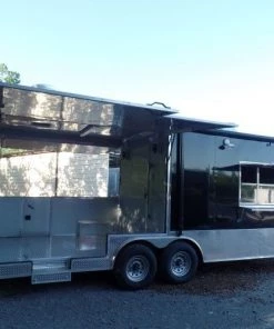 8.5' x 24' Concession Food Trailer Black Event Catering -Cheap Concession Trailers Shop sam 2167
