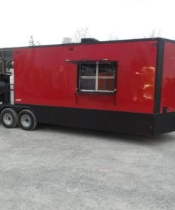 8.5' x 26' Red And Black Concession Food Trailer With Appliances