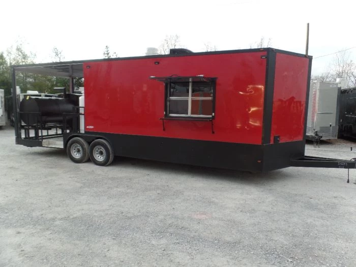 8.5' x 26' Black And Red Concession Food Trailer 1 8.5' x 26' Black And Red Concession Food Trailer