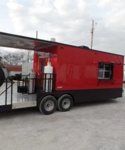 8.5' x 26' Red And Black Concession Food Trailer With Appliances -Cheap Concession Trailers Shop sam 2618 1