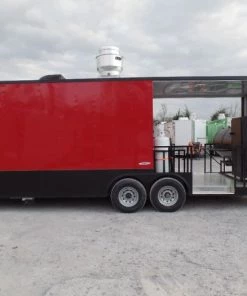 8.5' x 26' Red And Black Concession Food Trailer With Appliances -Cheap Concession Trailers Shop sam 2622