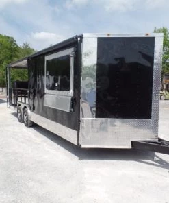 8.5' x 24' Concession Food Black Porch Style Trailer -Cheap Concession Trailers Shop sam 3185