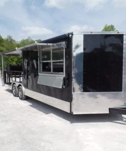 8.5' x 24' Concession Food Black Porch Style Trailer