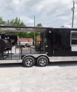 8.5' x 24' Porch Style Black Concession Food Trailer