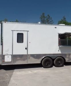 8.5' x 18' Concession White Event Food Catering Trailer