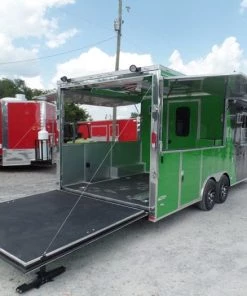 8.5' x 22' Concession Food Trailer Grey/Green Event Catering -Cheap Concession Trailers Shop sam 3639
