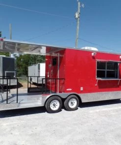 8.5' x 22' Concession Food Trailer Red With Appliances -Cheap Concession Trailers Shop sam 4079