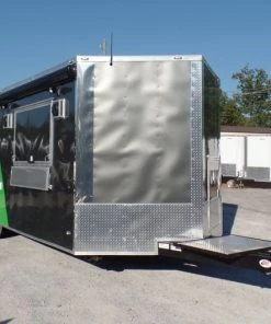 8.5' x 22' Concession Food Trailer Grey/Green Event Catering -Cheap Concession Trailers Shop sam 4259
