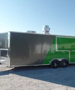 8.5' x 22' Concession Food Trailer Grey/Green With Appliances -Cheap Concession Trailers Shop sam 4264 1