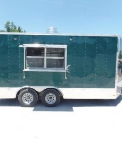 8.5' x 16' Emerald Green Food Event Concession Trailer