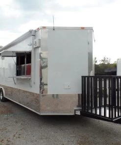 8.5' x 26' Concession Food Trailer White Event Catering -Cheap Concession Trailers Shop sam 4500