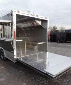 8.5' x 17' Concession Trailer Charcoal Grey Food Event Catering -Cheap Concession Trailers Shop sam 5757